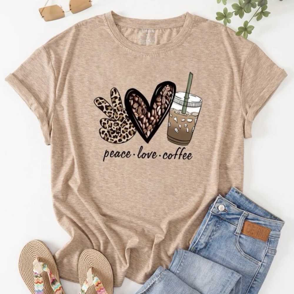 Peace, Love, & coffee tee